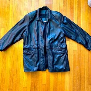 Leather oversized jacket